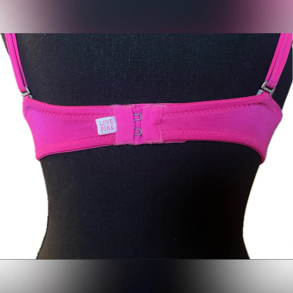 PINK Victoria's Secret Vibrant Pink Satin Push Up Bra. Women’s size 34A